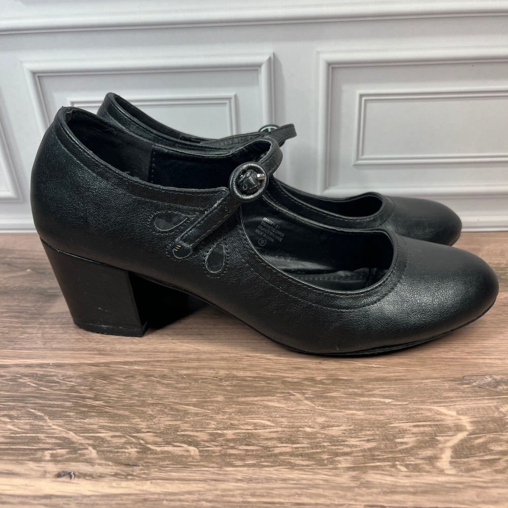 Chase + Chloe Mary Jane Heels Women Black Block Heel Cutout Minny-21 Size 9